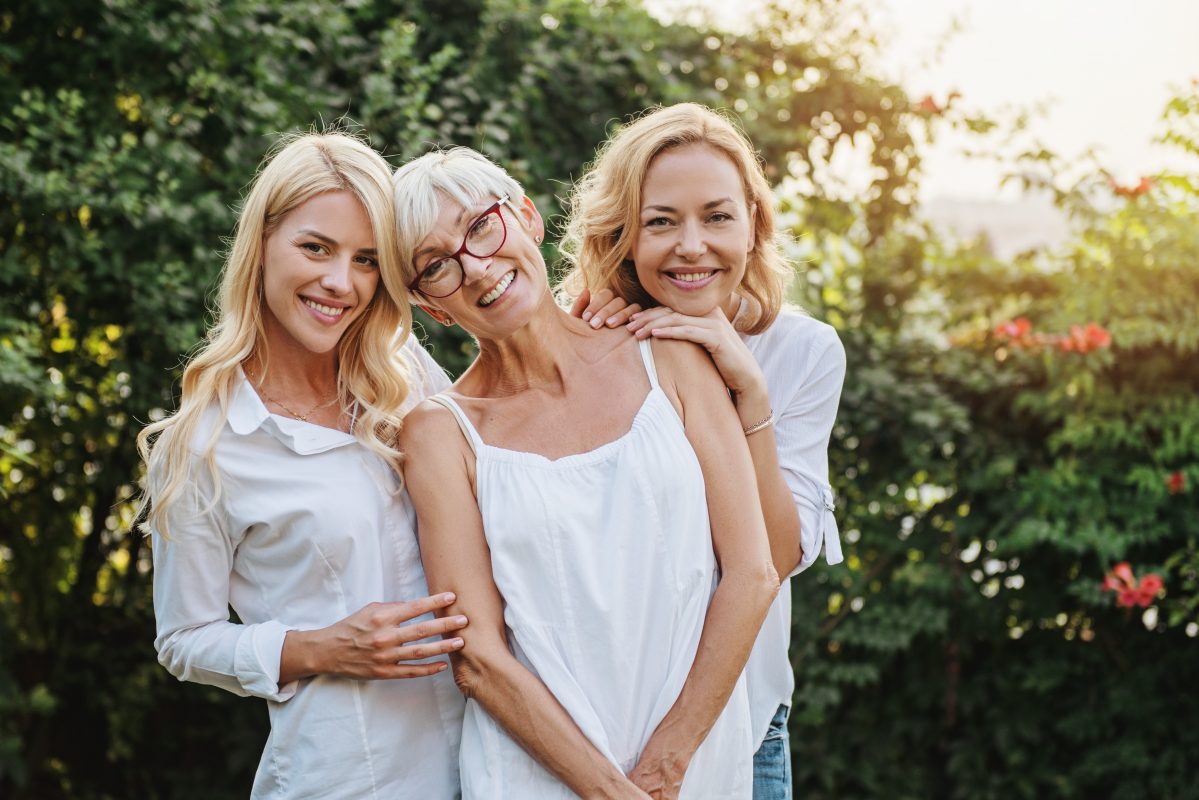 Three,Happy,Women,Smiling,,Family,Togetherness